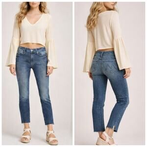 MOTHER The Looker Ankle Step Fray Jeans 24 Can’t Leave It Alone J1770